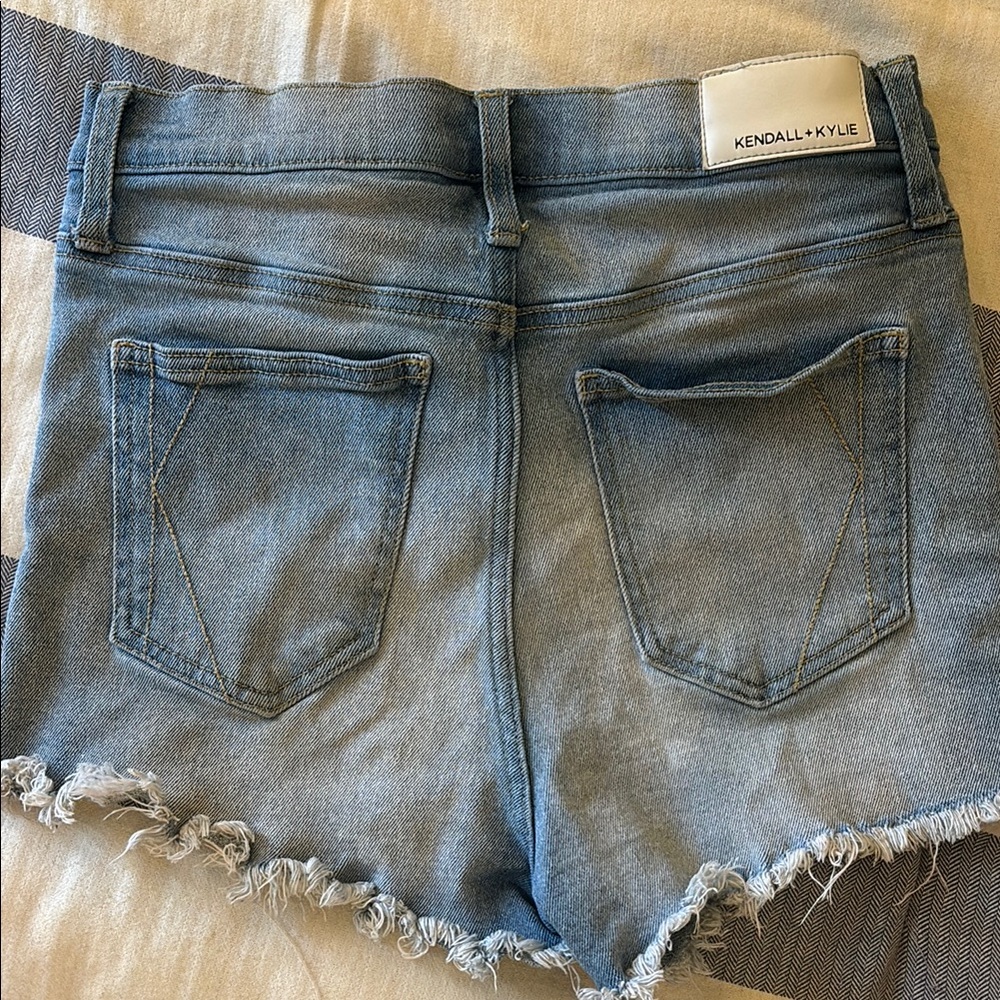 Kendall & Kylie Blue Jean Shorts Distressed High-Waisted - Picture 3 of 4